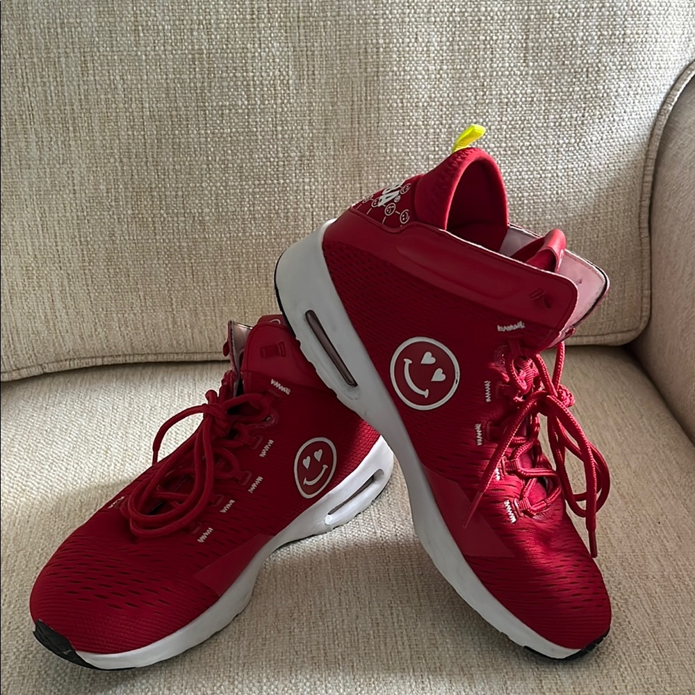 Zumba Red High-Top Sneakers with Smiley Face